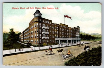 1910's Hot Springs Arkansas Majestic Hotel And Bath House Postcard
