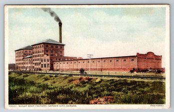 1910's Fred Harvey Garden City Kansas Sugar Beet Factory Postcard