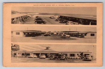 1940's Riviera Beach FL Malbo Motor Lodge Postcard