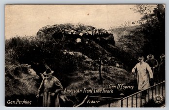 C. 1918 WWI General Pershing D'Esperey Front Lines Postcard