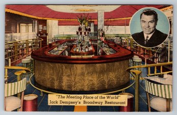 1942 Jack Dempsey Restaurant Boxing Linen Postcard