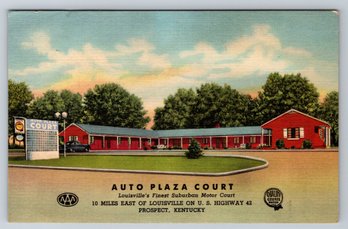 1953 Prospect Kentucky Auto Plaza Court Linen Postcard