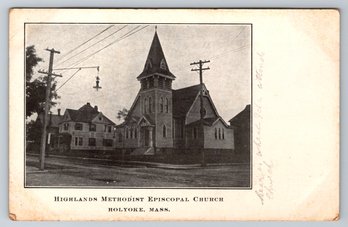 C. 1905 Holyoke MA Highlands Methodist Church Early Postcard