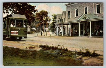 1909 Ogunquit Maine Waiting Room Trolly Train Restaurant Cafe Postcard