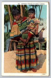 1934 Seminole Native American Indian Children Postcard