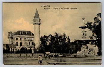 1910's Valencia Spain Postcard With Stamp