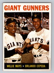 1964 Topps #306 Giant Gunners Willie Mays Orlando Cepeda Baseball Card EX-MT