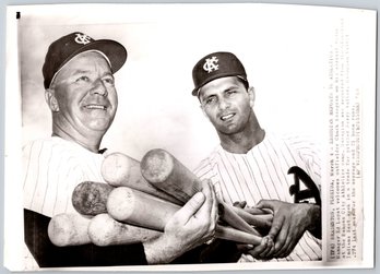 1963 Ed Lopat And Chuck Essegian KC Athletics Baseball Wire Photo