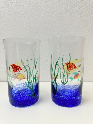 Pair Of Glass Fish Drinking Glasses
