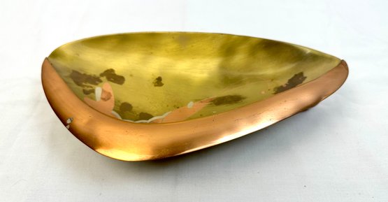 Handwrought Copper And Brass Footed Tray