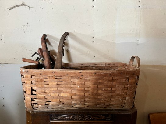 Vintage Basket With Primitive Items