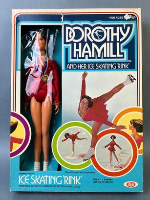 Vintage Ideal Toys  Poseable Dorthy Hamel Doll With Skating Rink.