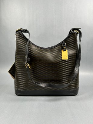 Dooney And Burke Black And Gold Cabrio Leather Bag With Tags