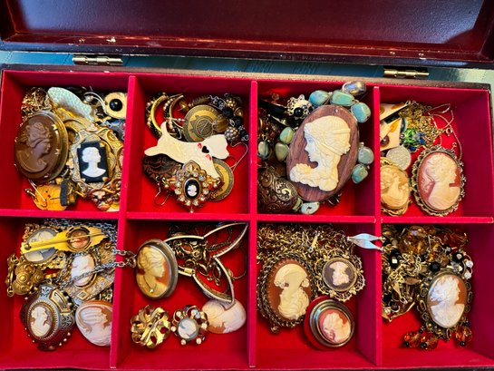 Large Lot Of Vintage Cameo Jewelry