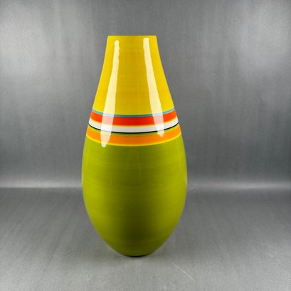 Large Striped Crate & Barrel Tall Vase - Portugal