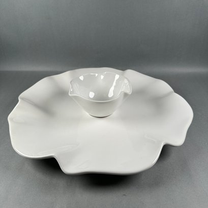 White Ruffle Crate & Barrel Chip And Dip Platter