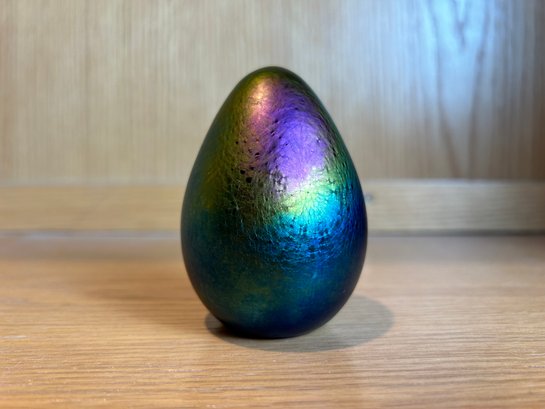 Vintage Iridescent Glass Egg Paperweight
