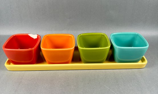 Crate & Barrel Carmen Bowl Set With Tray