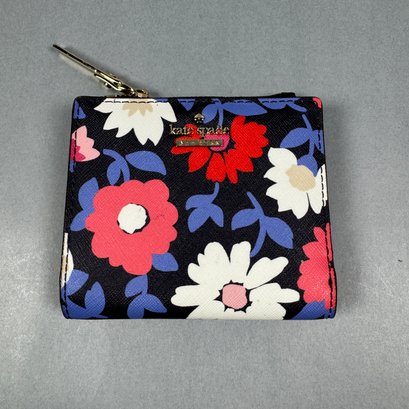 Kate Spade Black Wallet With Red And White Flowers