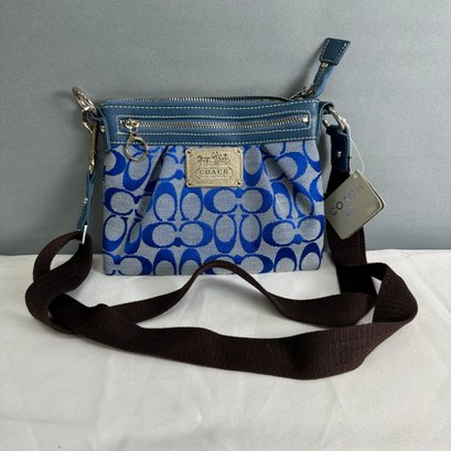 Blue Coach Purse With Adjustable Straps