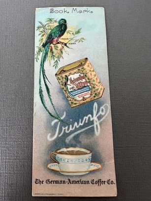 Vintage Advertising Bookmark:  Triunfo Coffee - The German American Coffee Co.