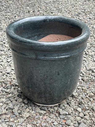 Black Glazed Terra Cotta Outdoor Planter Pot