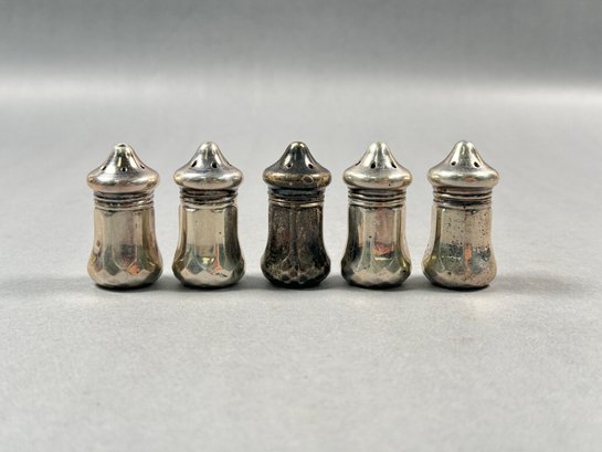 Five Vintage Sterling Salt And Pepper Shakers