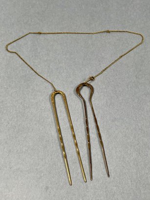 Vintage Gold Filled Pince Nez Glasses Chain Hairpins