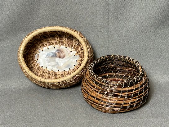 Two Small Vintage Woven Baskets