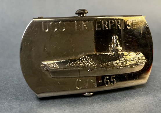 Vintage USS Enterprise Belt Buckle USN Made In Japan.