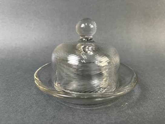 Miniature Swirl Glass Covered Dish.