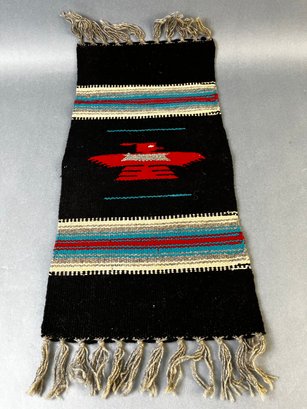 Vintage Chimayo Indian Miniature Fringed Eagle Blanket