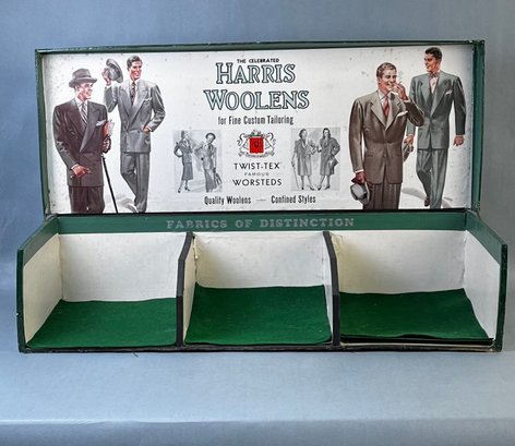 Antique Harris Woolens Sample Box.