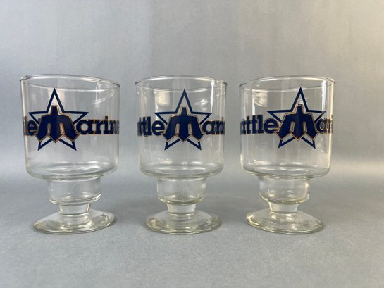 Three Vintage Seattle Mariners Drinking Glasses