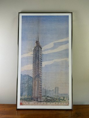 Frank Lloyd Wright Golden Beacon Office And Apartment Tower, Chicago Ill. Drawing 3 1984