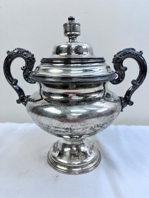 Silver Plate And Copper Covered Urn.