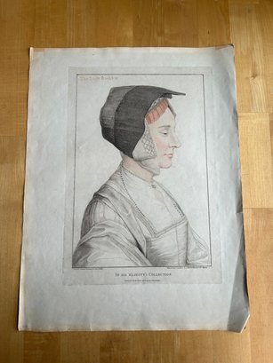 F. Bartolozzi Engraving Of Hans Holbein Original Drawing - The Lady Barklay: Published 1795