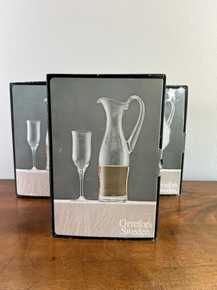 Six Orrefors Claret Wine Glasses