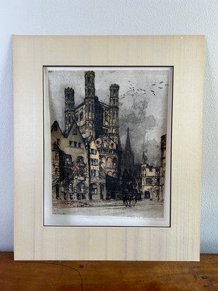 1942 Colored Lithograph - Church:  Signed By Artist