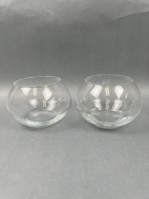 2 Glass Ball Candle Holders.