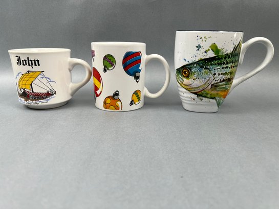 3 Water Themed Coffee Cups.