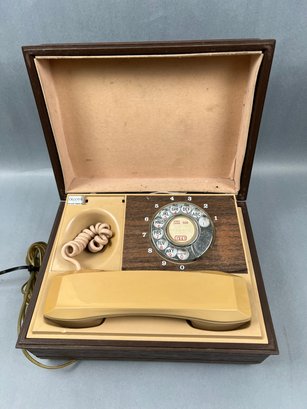 Vintage Deco-tel Telephone In A Box With A Marble Type Decorative Cover.