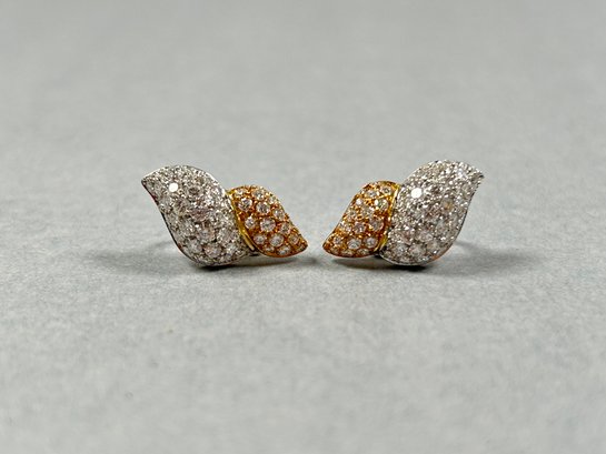 18k White And Yellow Gold Clip Earrings