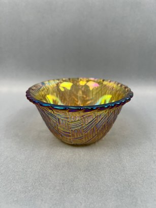Vintage Amber Carnival Glass Berry Bowl.