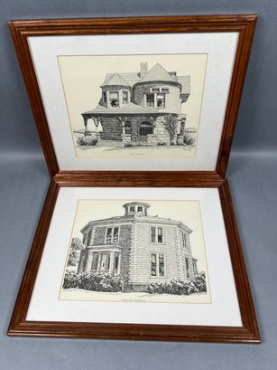 2 Framed Michael Ward Famous Houses Prints.