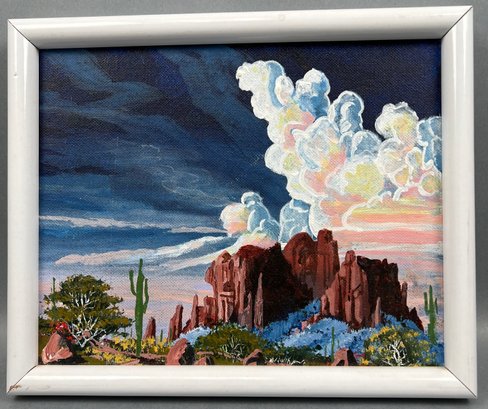 Original Oil On Canvas Framed Scene Of Southwest United States.