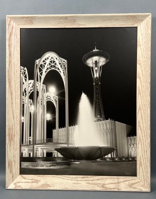 Early Framed Photo Of The Space Needle  By Rowland Studios.