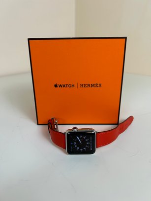 Hermes - Apple Watch 38MM Case & Orange Leather Band