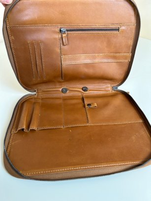 This Is Ground Tan Leather Organizer Zippered Case Folio - Italy