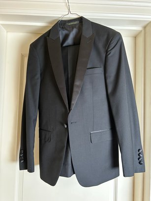Giovanni Testi Black One Button Suit - Size 34S Jacket/ 28S Pants